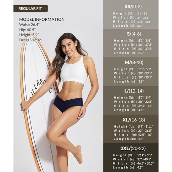 BALEAF Women's Bikini Bottom High Waisted Swim Bottom Full Coverage blue Medium - Picture 6 of 12